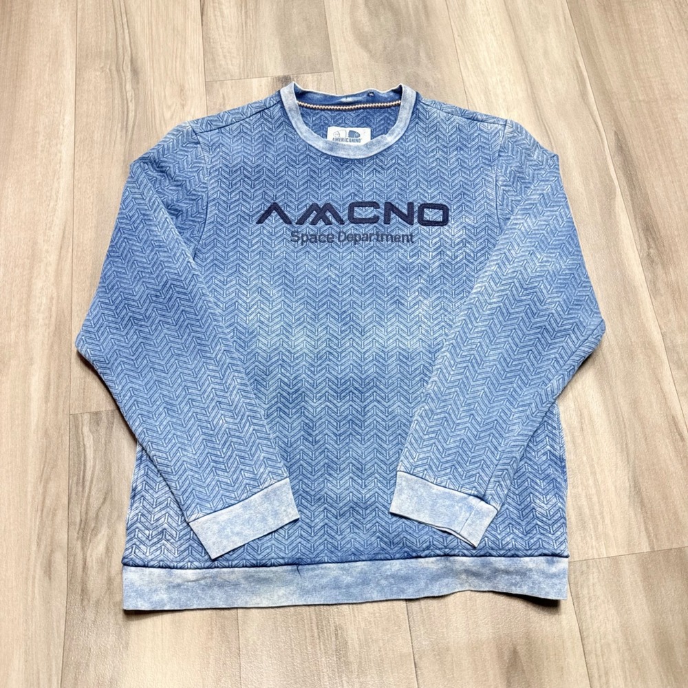 Americanino Space Department Blue Acid Wash Textured Sweatshirt Mens Large
